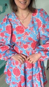 Floral print puff sleeve dress