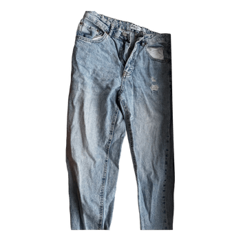 Blue distressed denim jeans