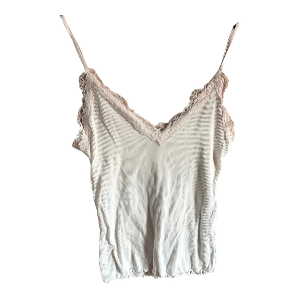 White ribbed lace camisole