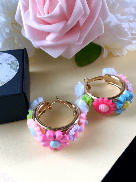 Värikkäät kukkarengaskorvakorut jewelry