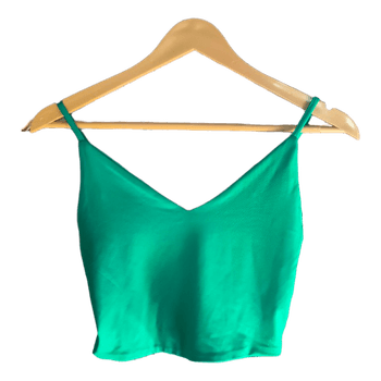 Green crop tank top