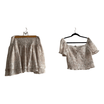 Beige floral two-piece set