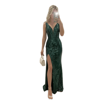Dunkelgrünes Paillettenkleid