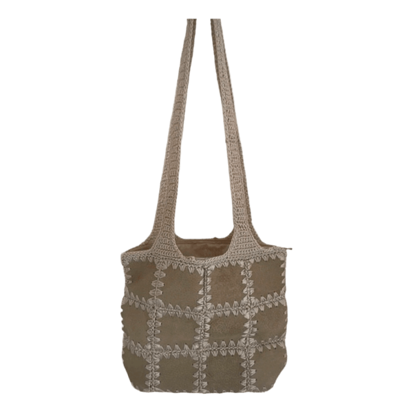 Beige crochet shoulder bag