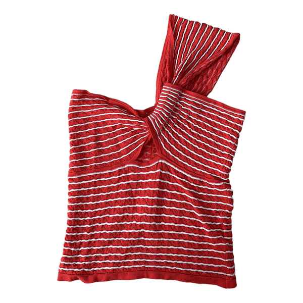 Rød stribet one-shoulder top