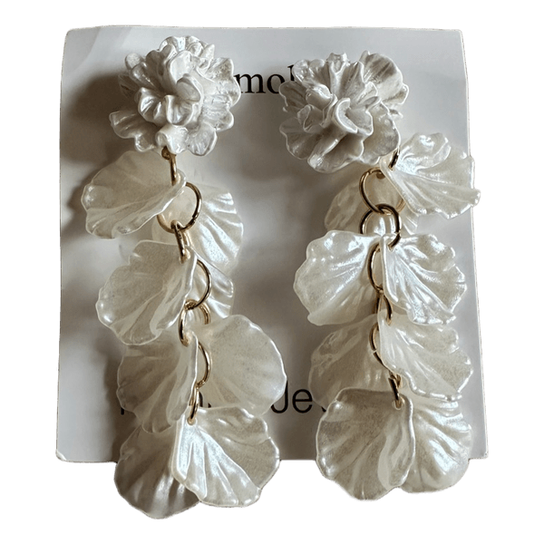 White floral drop earrings