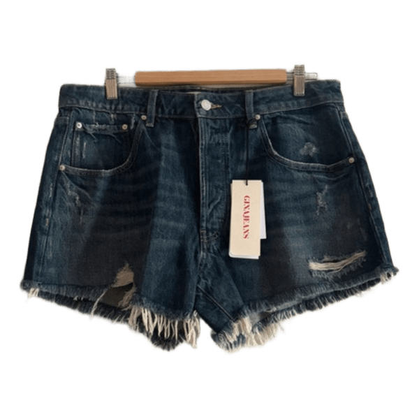 Mörkblå jeansshorts med fransar