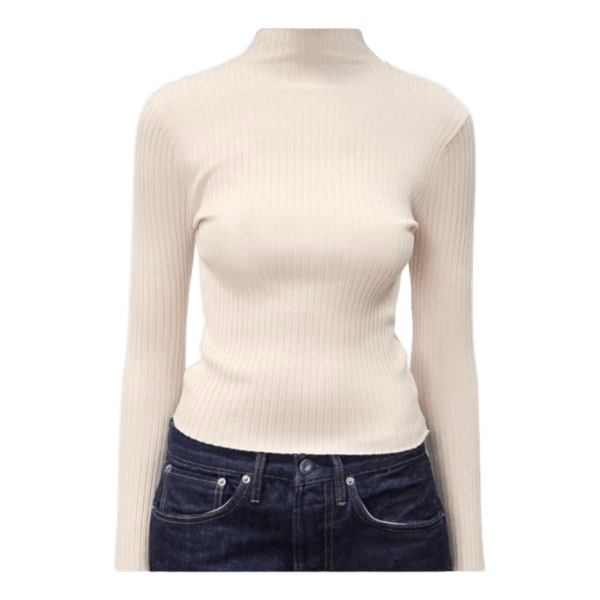 Beige ribbed turtleneck