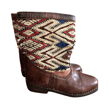 Brown patterned ankle boots