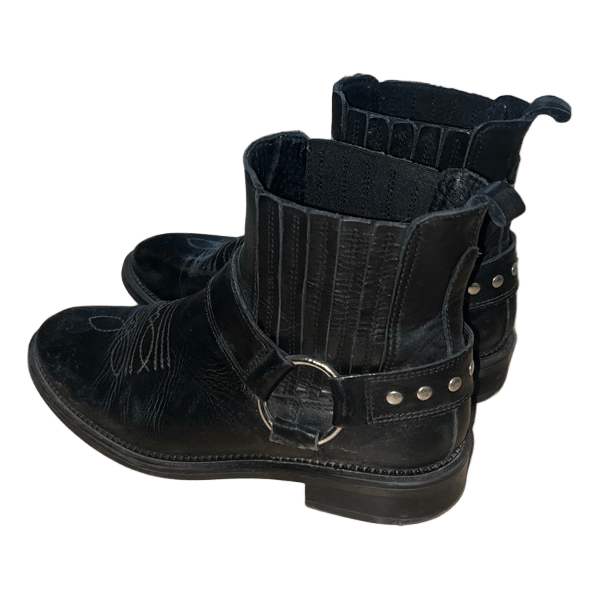 Black leather boots