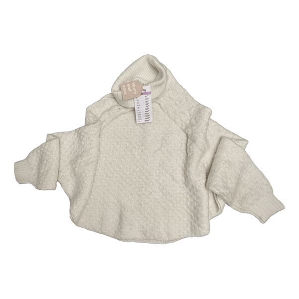 Cozy Ivory Poncho-Style Sweater • Raglan Sleeves • New with Tags