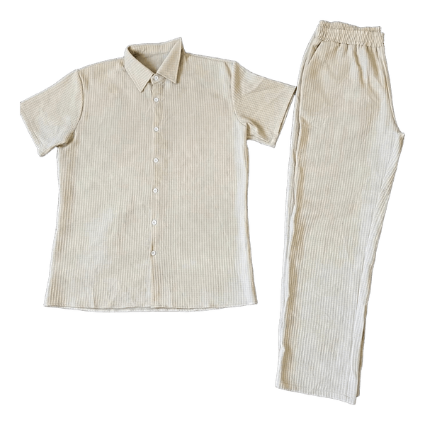 Beige Men Co-ord Set Size XL - Shirt + Pants New