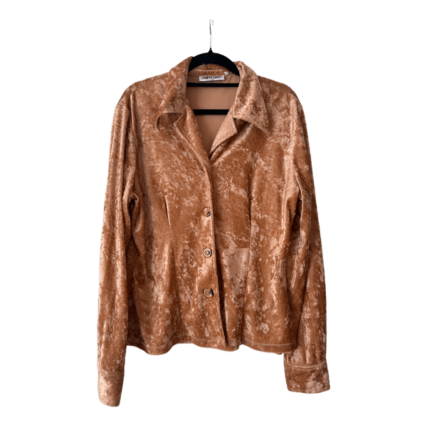 Brown velvet button-up shirt