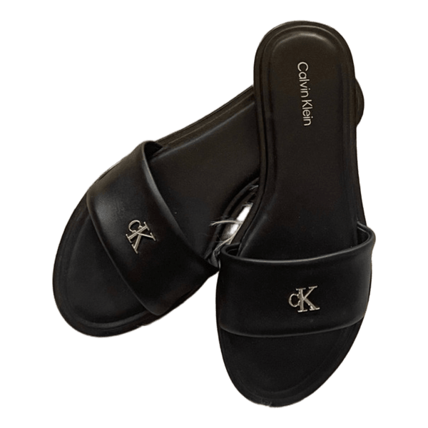 Black Calvin Klein slides