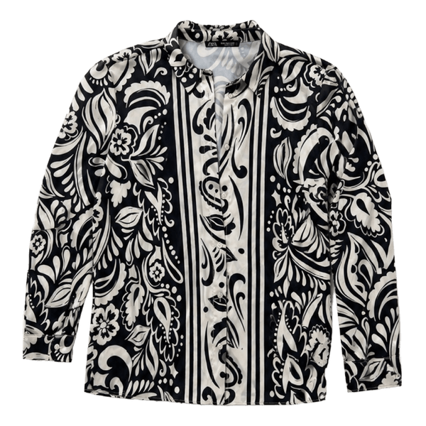 Zara black and white blouse