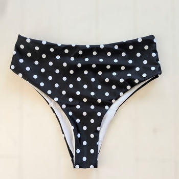 Black polka dot bikini bottom