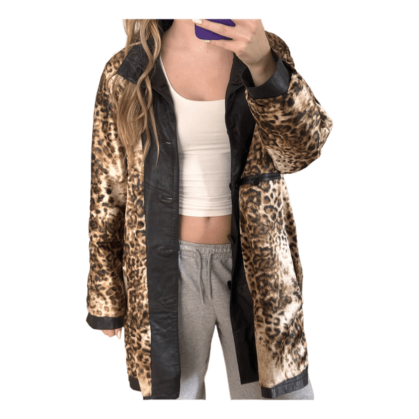 leopard læder jakke