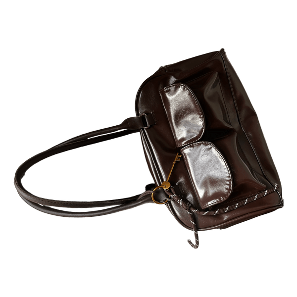 Brown faux leather handbag