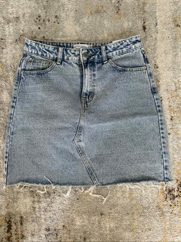 Blue denim mini skirt