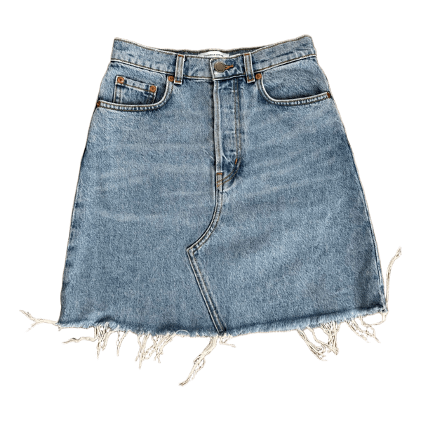 Blue denim mini skirt