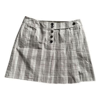 Beige plaid pleated skirt