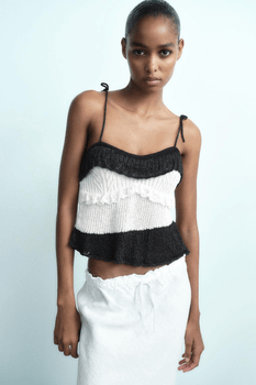 Lace edge knit top