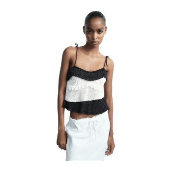 Lace edge knit top