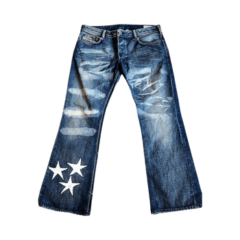 Vintage Y2K Diesel Relaxed Wide Leg Mid rise Jeans with Star print - W36