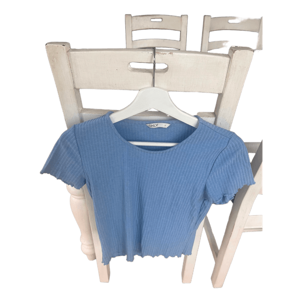 Blå ribbad t-shirt Only
