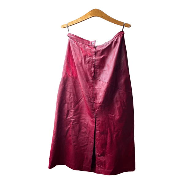 Red leather skirt