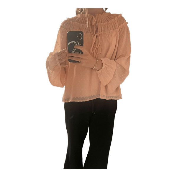 NA-KD rosa bluse med flæser – str. 36