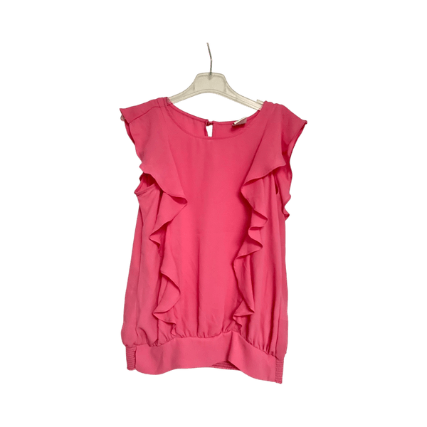 Pink ruffle blouse