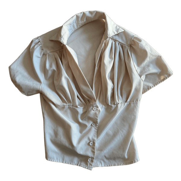 Beige gathered blouse