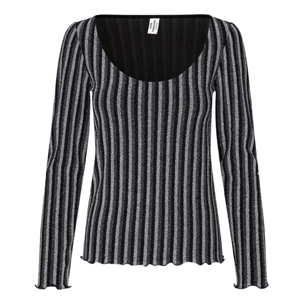 Mads Nørgaard - Bluse - Glitter Jersey Lara Top - Glitter Stripe/Silver