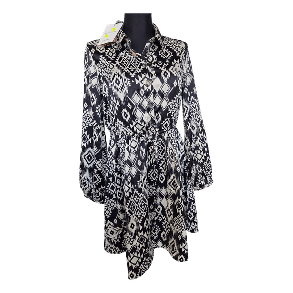Black patterned shirt dress