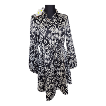 Black patterned shirt dress
