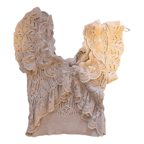 Beige lace knit top