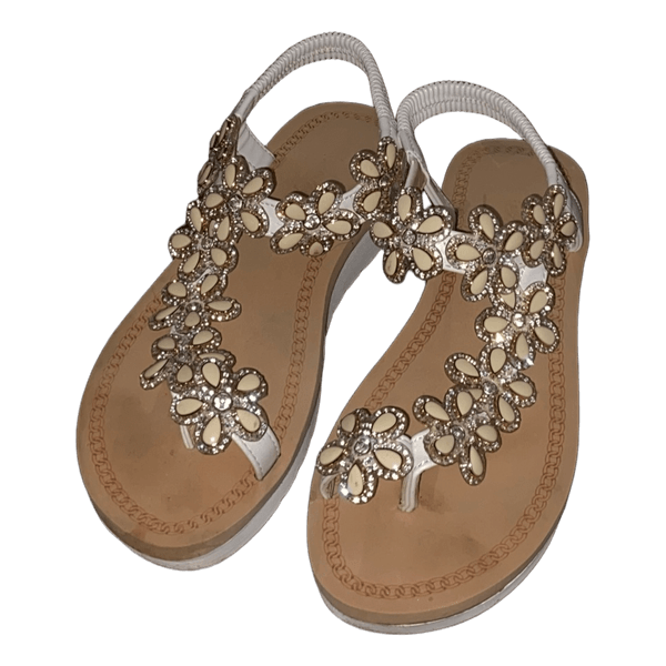 White flower platform sandals