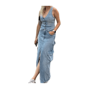 Maxi cargo jean skirt