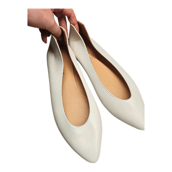 White leather ballet flats