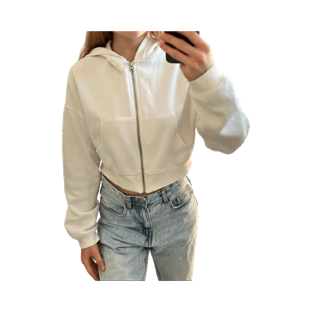 Valkoinen cropattu huppari