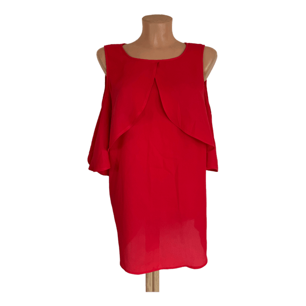 Red cold shoulder top