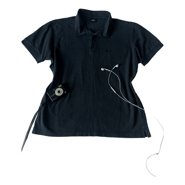 Black cotton polo shirt