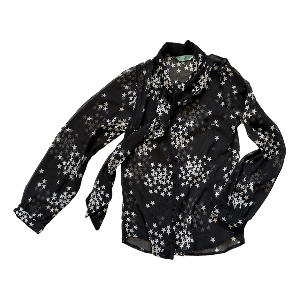 Black star print blouse
