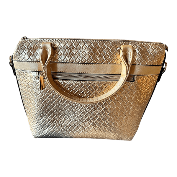 Gold woven handbag