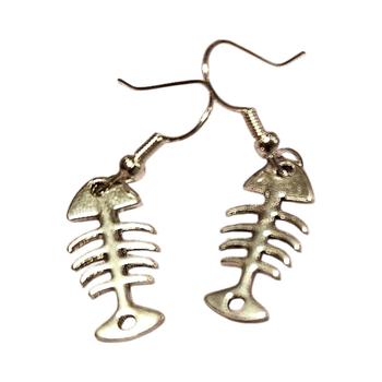 Silver fish bone earrings