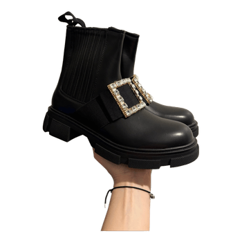 Black embellished ankle boots
