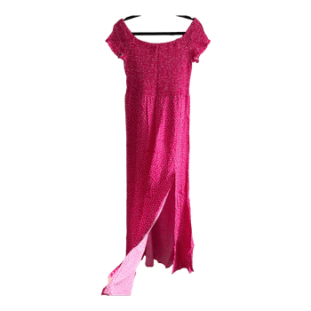 Pink polka dot maxi dress