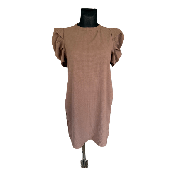 Brown puff sleeve dress