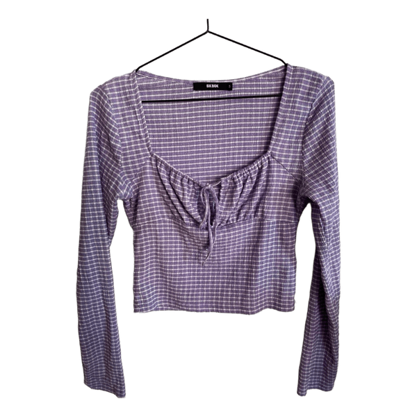 Violetti ruudullinen milkmaid paita